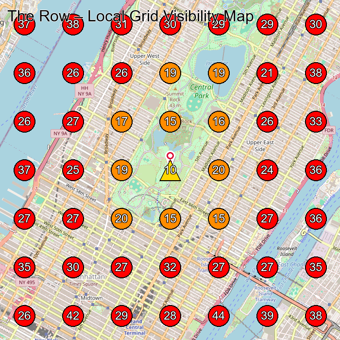 The Row GeoGrid visibility map for Women'S Clothing Store in New York